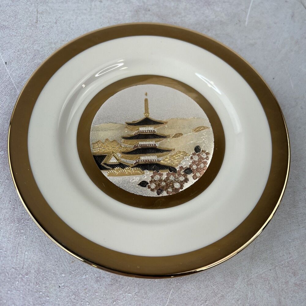Vintage Dynasty Art of Chokin Collector Plate 24KT Gold Rim Japan 6.5”